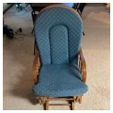 Glider Rocking Chair Wood Frame Teal Blue