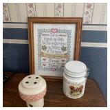 Framed Cross Stitch, Ceramic Candle Warmer