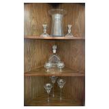 Clear Glass Decanter Set & Candle Holders