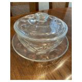 Clear Glass Covered Bowl with Matching Underplate