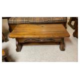 Vintage Pine Wood Coffee Table Rustic Lodge Style