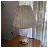 Crystal Cut Glass & Brass Base Table Lamp Pleated