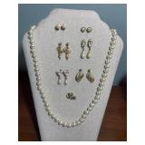 Pearl & Gold Tone Fashion Jewelry Set
