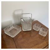 Hoya MCM Textured Glass Ice Bucket & Serving Trays