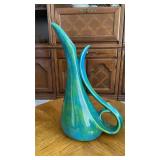 Haeger Style Ceramic Pitcher Vase Turquoise As Is