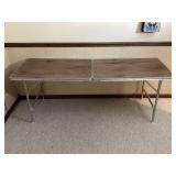 Vintage Aluminum Folding Table Wood Grain