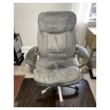 High-Back Padded Rolling Office Chair Gray Fabric