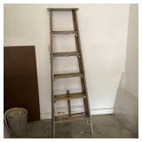 Vintage Wooden A-Frame Step Ladder 6-Step Folding
