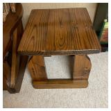 Vintage Pine Wood Side End Table Rustic Cabin