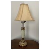 Brass and Ivory Table Lamp with Beige Fabric Shade