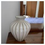 White Fluted Ceramic Ribbed Vase