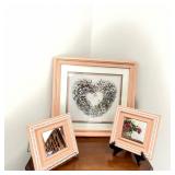 Floral Heart Wreath Art Print & Pink Framed