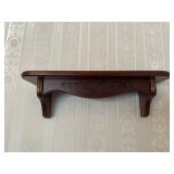 Dark Wood Wall Shelf Carved Floral Scrollwork