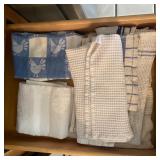 Kitchen Dish Towel Lot Blue White Waffle Weave