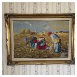Large Framed Needlepoint Gleaners Harvest Field