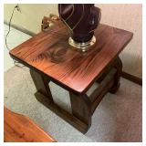 Vintage Pine Wood End Table Rustic Cabin Style