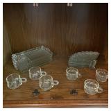 Vintage Pressed Glass Punch Cups & Snack Plate