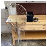 Vintage Fish Finder Unit & Large Landing Net Set
