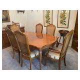 French Provincial Dining Table with Parquet Top