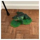 Decorative Rubber Frog on Lily Pad Garden Figurine