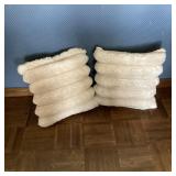 Fluffy White Faux Fur Throw Pillows Set Plush