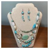 Chicoï¿½s Necklace & Earrings Set - Turquoise