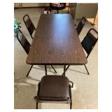 Wood Grain Folding Table & 5 Stacking Chairs Set