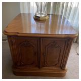 French Provincial Carved Wood Cabinet End Table
