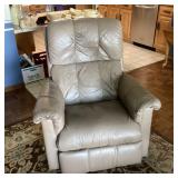 Gray Leather Recliner Armchair Tufted Back As Is