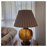 Tortoiseshell Art Glass Globe Table Lamp Amber
