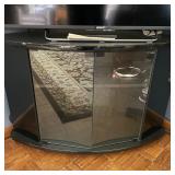 Black Corner TV Stand Cabinet with Smoked Glass