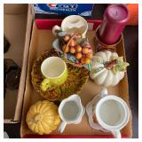 Fall Harvest Ceramic Decor Lot Pumpkins Plate Cups