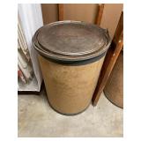 Vintage Fiber Cardboard Drum with Metal Lid