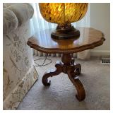 Vintage MCM Walnut Pedestal Side Accent As Is