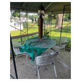 Wrought Iron Patio Table & Chairs Set with Post