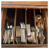 Silver Plated Flatware Set with Serving Pieces