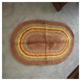 Vintage Oval Shag Rug MCM Retro Earth Tones Hook