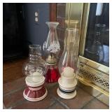 Glass Hurricane Candle Lamps & Eagle Etched Oil