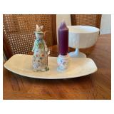 Easter Decor Bunny Figurine Candle Holder White