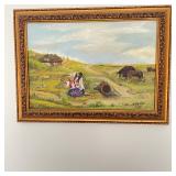 Vintage Oil Painting Rural Scene Signed Szï¿½lk