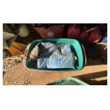 Tarp and Rope Lot in Plastic Storage Tub