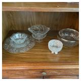Vintage Etched Clear Glass Serving Bowls & Plates