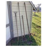 Vintage Hoe, Rake, and Garden Fork Tool Lot