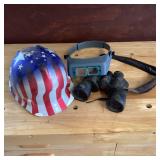 American Flag Hard Hat, Head Magnifier