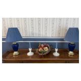Blue Ceramic Table Lamps, Candlesticks