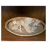 White Coral Specimens & Seashells in Woven Basket