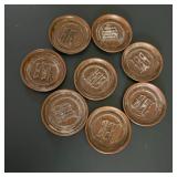 Copper Monogram Coasters Old English Letter M Set