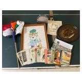 Vintage Postcards, Signed Art Print, Flags