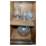 Clear Glass Brandy Snifters & Fish Bowl