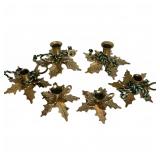 Brass Leaf Motif Candle Holders
